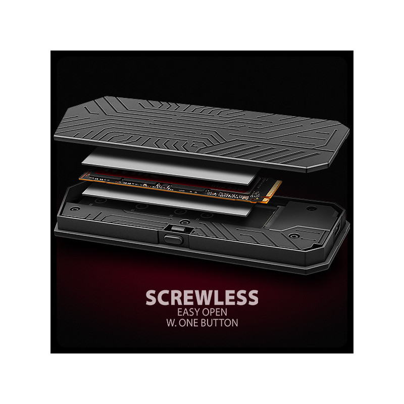 AXAGON EEM2-GAM, USB-C 10Gbps - NVMe & SATA SSD GAME M.2 box, bezskrutkový