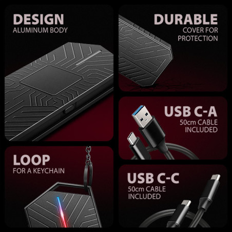 AXAGON EEM2-GAM, USB-C 10Gbps - NVMe & SATA SSD GAME M.2 box, bezskrutkový