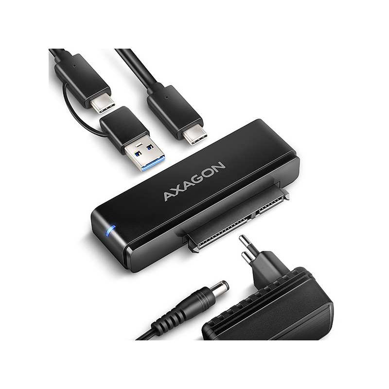 AXAGON ADSA-FPX, USB-C 10Gbps - SATA 6G, 2.5 "/3.5" SSD / HDD FAST PORT X adaptér, vr. AC napájače