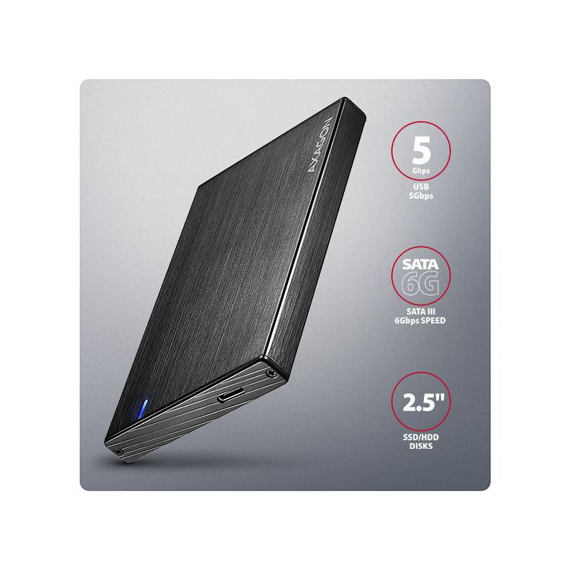 AXAGON EE25-XA6C, USB-C 5Gbps - SATA 6G, 2.5" kovový ALINE box
