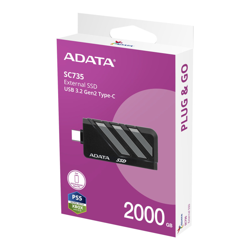ADATA SC735/2TB/SSD/Externý/Sivá/5R
