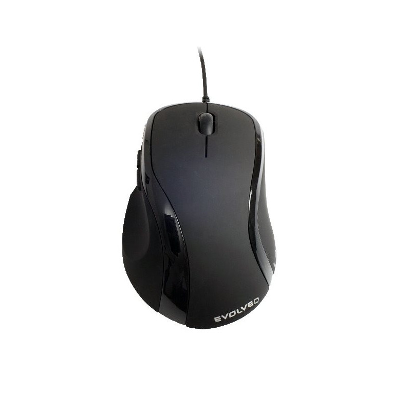 EVOLVEO ML-507B/Ergonomická/Laserová/Pre pravákov/1 600 DPI/Drôtová USB/Čierna