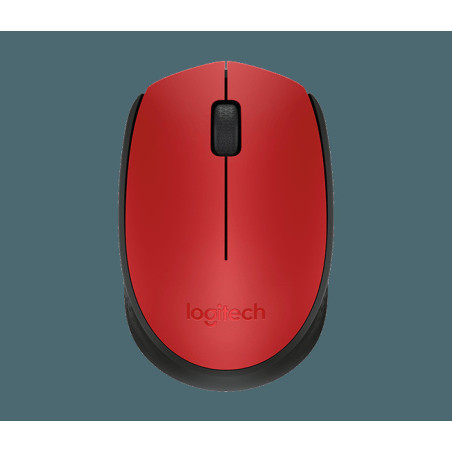 Logitech M171/Kancelárska/Optická/1 000 DPI/Bezdrôtová USB/Čierna-červená