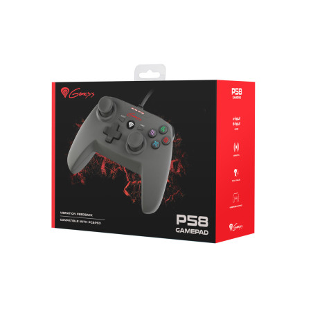 Drôtový gamepad Genesis P58, pre PS3/PC, vibrácie