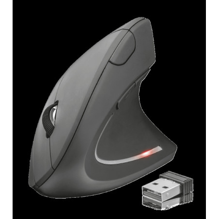 TRUST Verto/Vertikálna/Optická/Pre pravákov/1 600 DPI/Bezdrôtová USB/Čierna