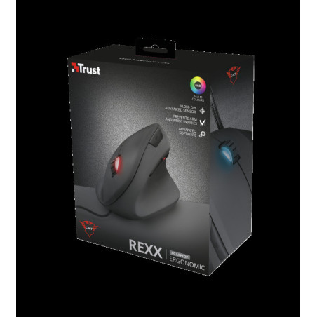 TRUST GXT 144 Rexx/Vertikálna/Optická/Pre pravákov/6 000 DPI/Drôtová USB/Čierna