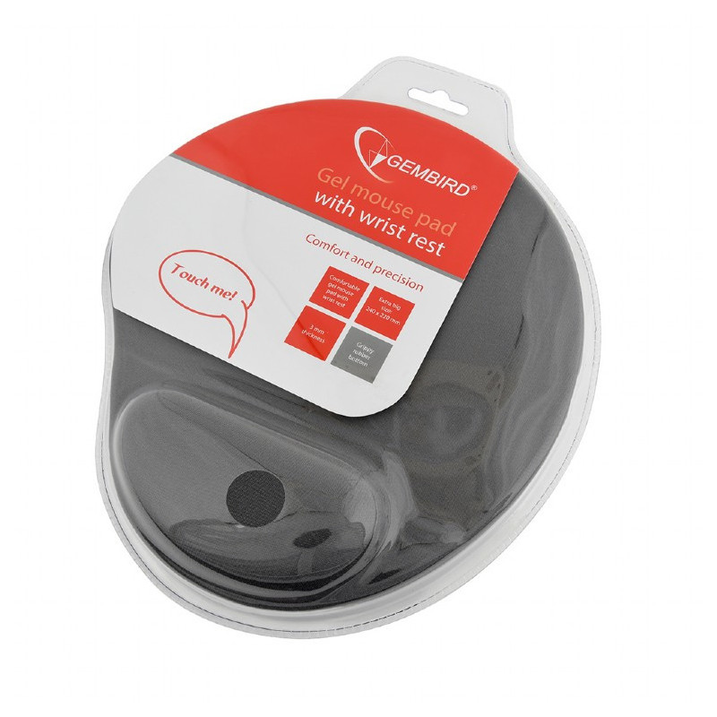 GEMBIRD Gél mouse pad with wrist support, grey