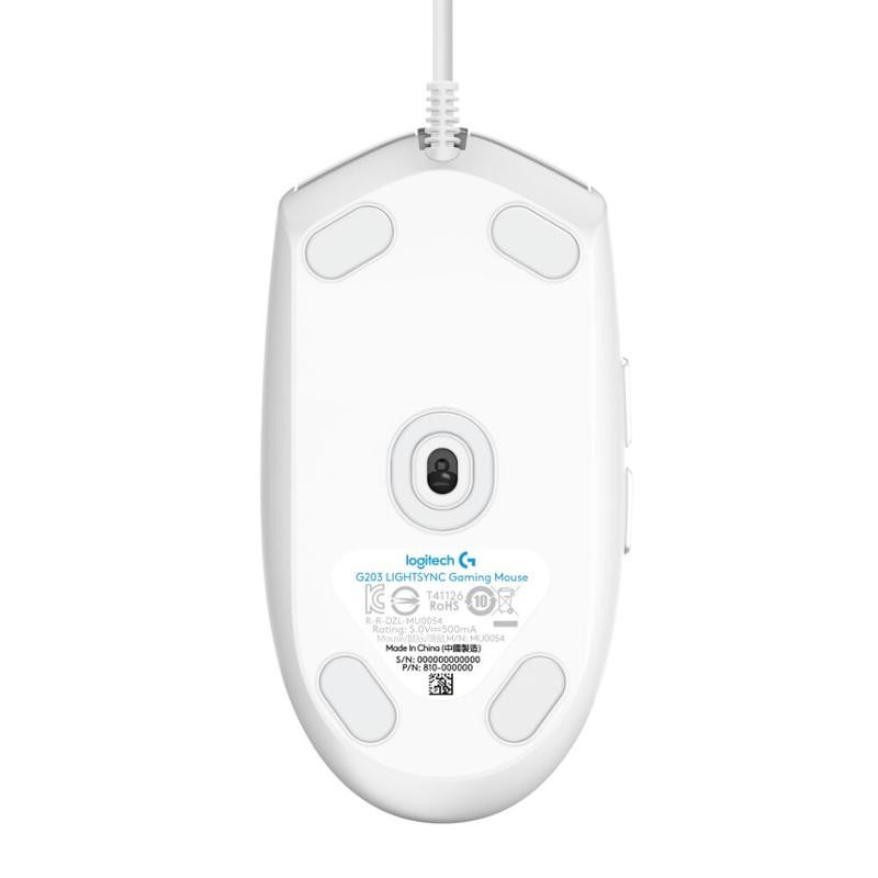 Logitech G203 Gen2/Herná/Optická/Pre pravákov/8 000 DPI/Drôtová USB/Biela