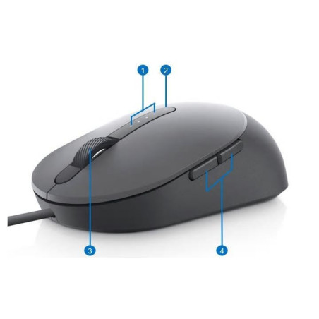 Dell MS3220/Kancelárska/Laserová/Pre pravákov/3 200 DPI/Drôtová USB/Čierna