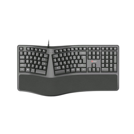 Klávesnica C-TECH KB-113E USB, ERGO, čierna, CZ/ SK