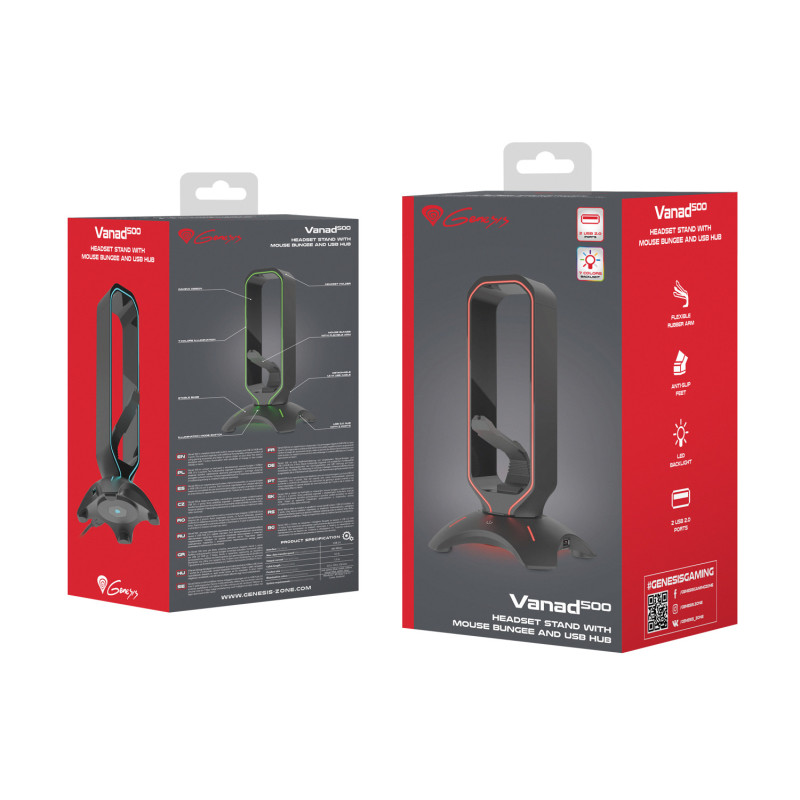 GENESIS VANAD 500 Mouse Bungee + HUB 2x USB Typ-A