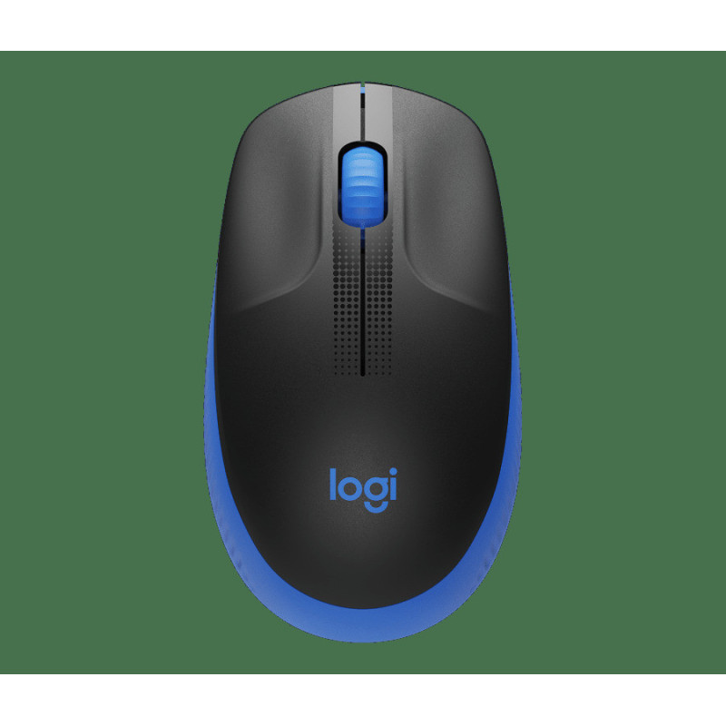 Logitech M190/Kancelárska/Optická/1 000 DPI/Bezdrôtová USB/Čierna-modrá
