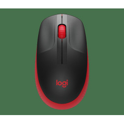 Logitech M190/Kancelárska/Optická/1 000 DPI/Bezdrôtová USB/Čierna-červená