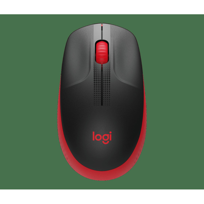 Logitech M190/Kancelárska/Optická/1 000 DPI/Bezdrôtová USB/Čierna-červená