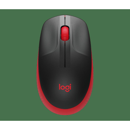 Logitech M190/Kancelárska/Optická/1 000 DPI/Bezdrôtová USB/Čierna-červená