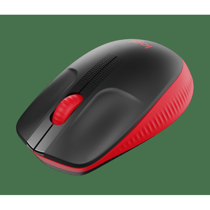 Logitech M190/Kancelárska/Optická/1 000 DPI/Bezdrôtová USB/Čierna-červená