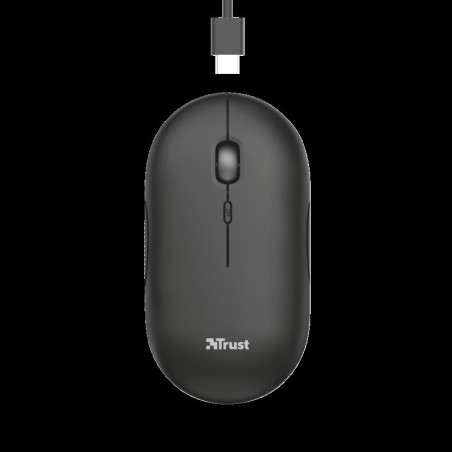 TRUST PUCK/Cestovná/Optická/1 600 DPI/USB+BT/Čierna