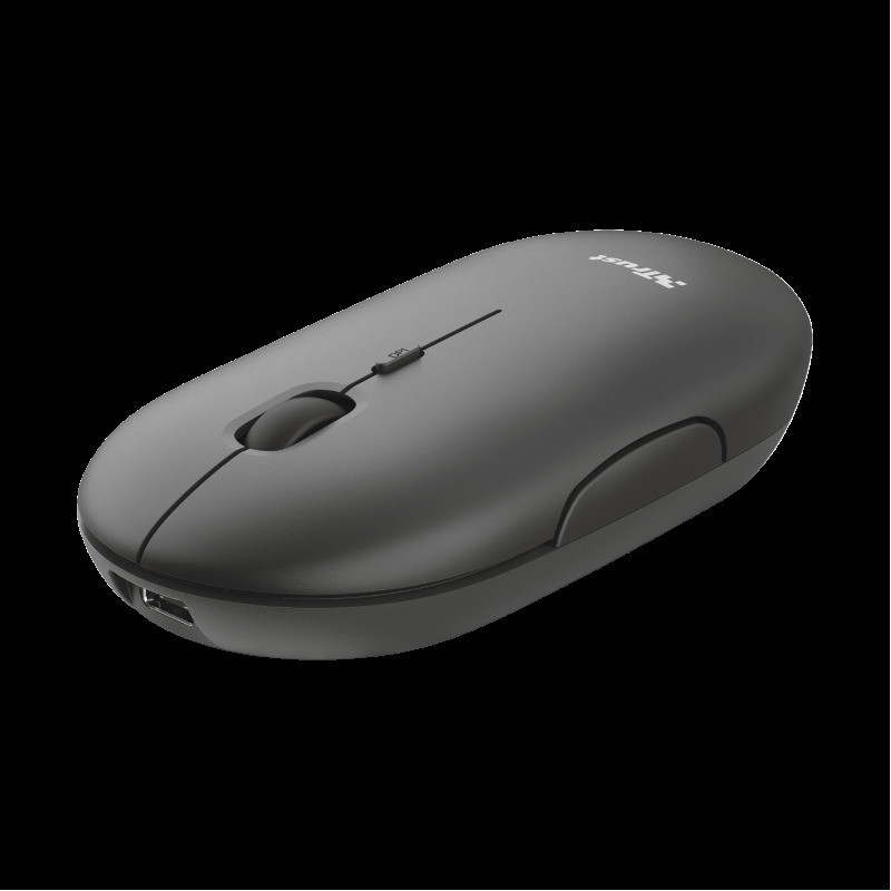 TRUST PUCK/Cestovná/Optická/1 600 DPI/USB+BT/Čierna
