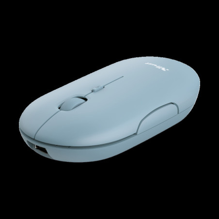 TRUST PUCK/Cestovná/Optická/1 600 DPI/USB+BT/Modrá