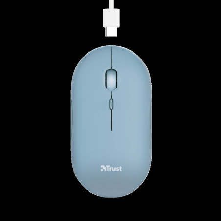 TRUST PUCK/Cestovná/Optická/1 600 DPI/USB+BT/Modrá