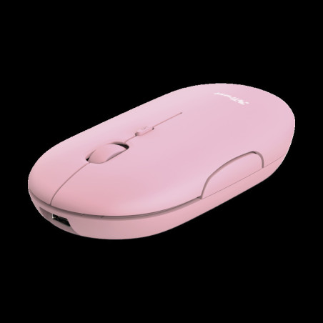 TRUST PUCK/Cestovná/Optická/1 600 DPI/USB+BT/Ružová