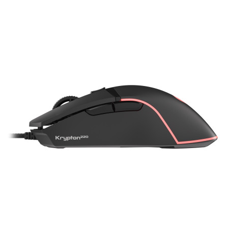 Genesis herná optická myš KRYPTON 220/RGB/6400 DPI/Herná/Optická/6 000 DPI/Drôtová USB/Čierna