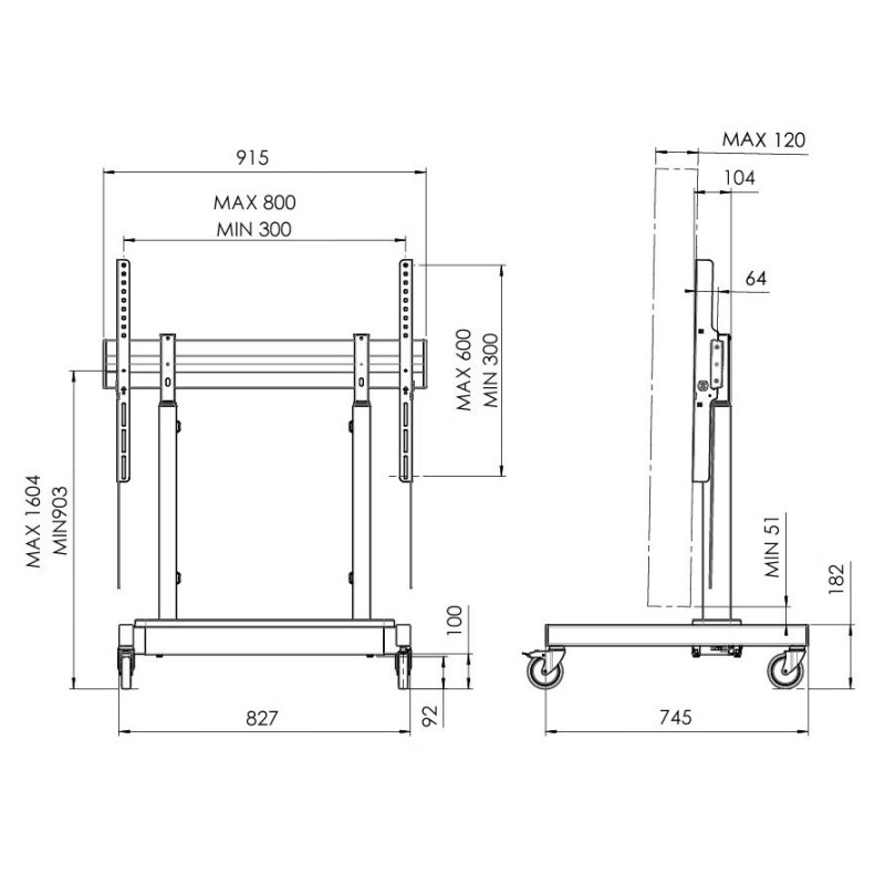 Vogel|s RISE 3205 pojazdný podlahový lift 86", dvojitý, 903-1604 mm