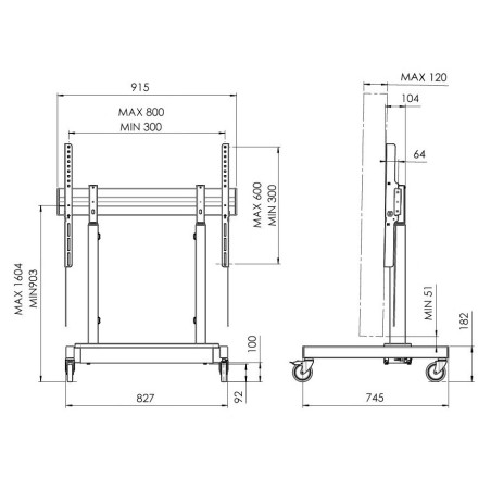 Vogel|s RISE 3205 pojazdný podlahový lift 86", dvojitý, 903-1604 mm
