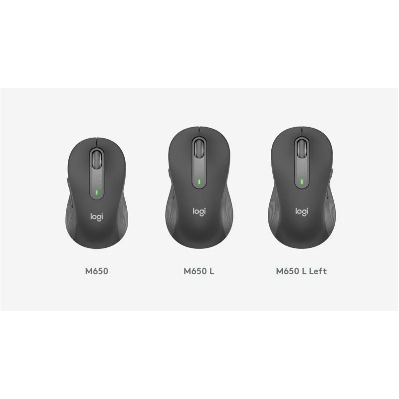 Logitech M650L/Kancelárska/Laserová/Pre ľavákov/Bezdrôtová USB + Bluetooth/Biela