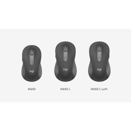 Logitech M650L/Kancelárska/Laserová/Pre ľavákov/Bezdrôtová USB + Bluetooth/Biela