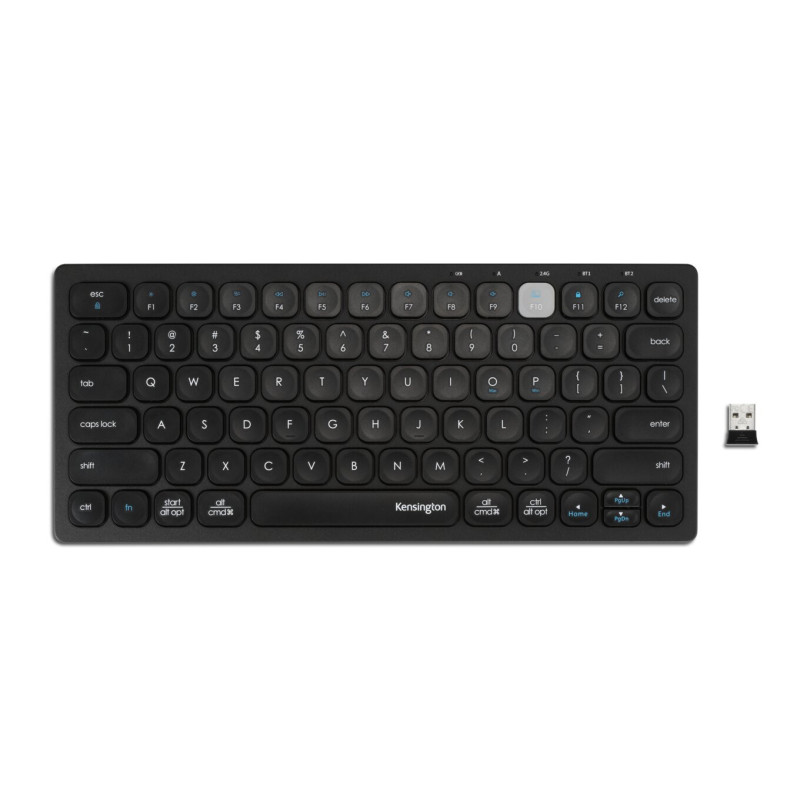 Kensington duálna kompaktná klávesnica pre viac zariadení/Bezdrôtová USB + Bluetooth/UK layout/Čierna