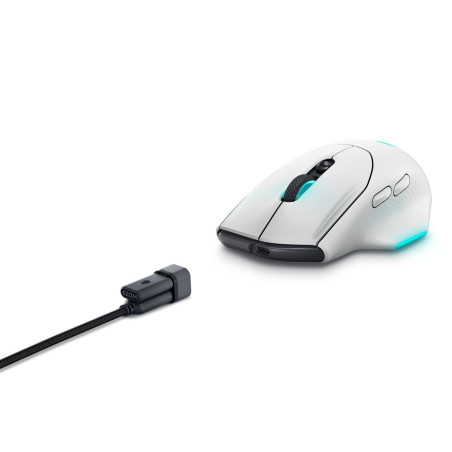Dell Alienware 620M/Herná/Optická/Pre pravákov/26 000 DPI/Drôtová+bezdrôtová/Biela
