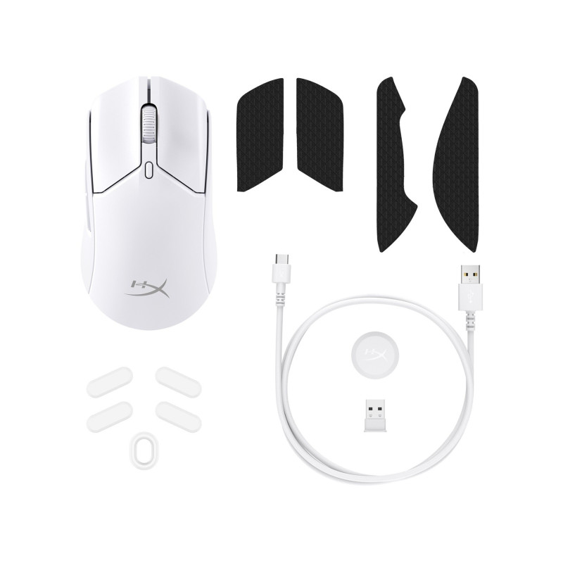 HP HyperX Pulsefire Haste 2/Herná/Optická/Pre pravákov/26 000 DPI/USB+BT/Biela