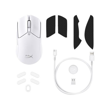 HP HyperX Pulsefire Haste 2/Herná/Optická/Pre pravákov/26 000 DPI/USB+BT/Biela