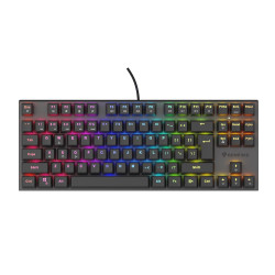 Genesis herná mechanická klávesnica THOR 303/TKL/RGB/Outemu Peach Silent/Drôtová USB/US layout/Čierna