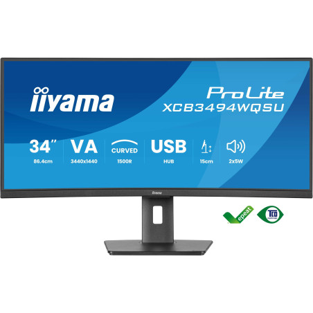iiyama ProLite/XCB3494WQSU-B1/34"/VA/wQHD/120Hz/0,4ms/Black/3R