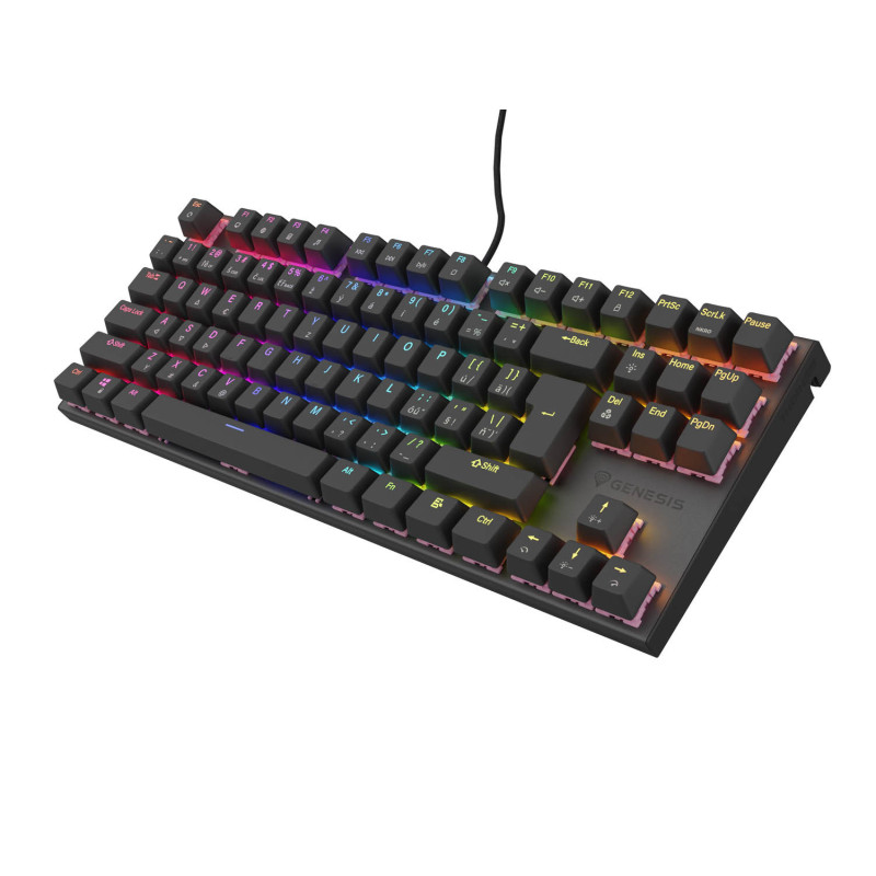 Genesis tichá herná klávesnica THOR 303/TKL/RGB/Outemu Peach/Drôtová USB/ CZ- SK layout/Čierna