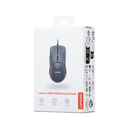 Lenovo M210/Herná/Optická/Pre pravákov/8 000 DPI/Drôtová USB/Čierna