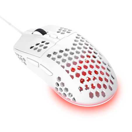 Trust Gaming GXT 928W Helox/Herná/Optická/Pre pravákov/6 400 DPI/Drôtová USB/Biela