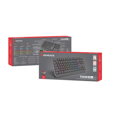 Genesis herná bezdrôtová klávesnica THOR 230 Lite/Drôtová USB/US layout/Čierna