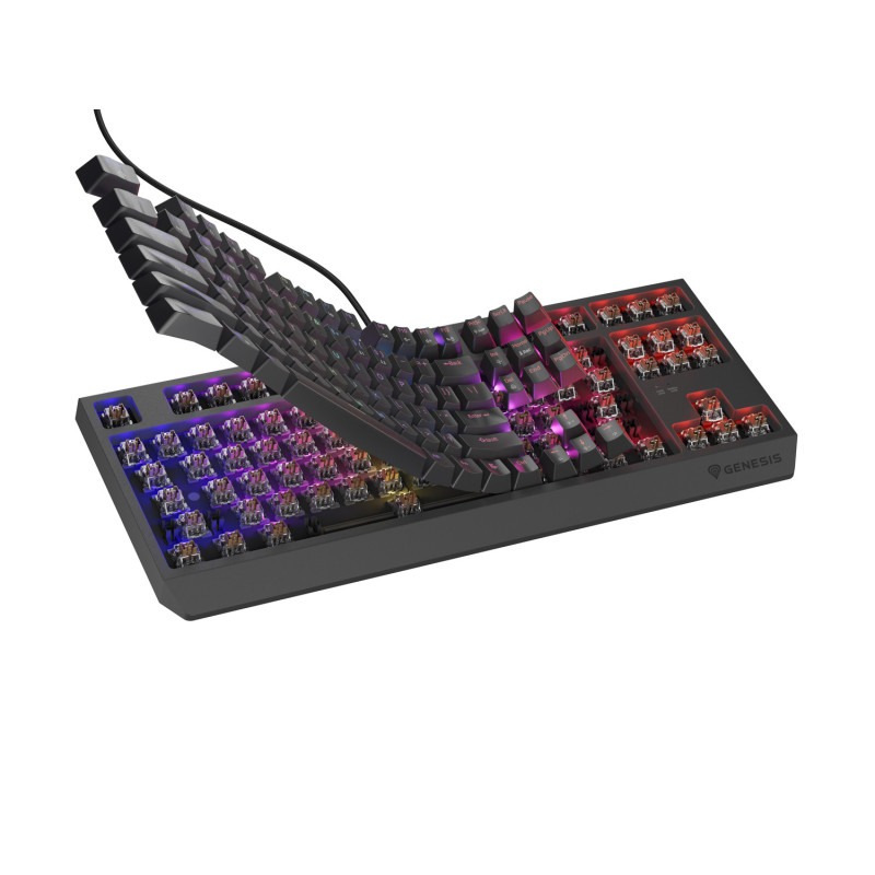 Genesis herná klávesnica THOR 230/TKL/RGB/Outemu Brown/Drôtová USB/US layout/Čierna
