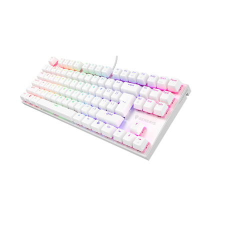 Genesis tichá herná klávesnica THOR 303/TKL/RGB/Outemu Peach Silent/Drôtová USB/US layout/Biela