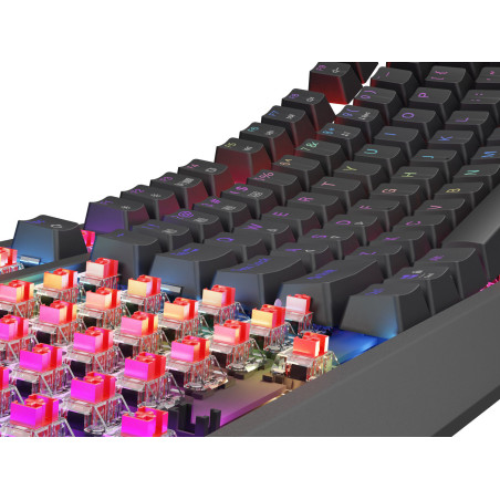 GENESIS herná klávesnica THOR 230/TKL/RGB/Outemu Red/Bezdrôtová USB + Bluetooth/US layout/Čierna