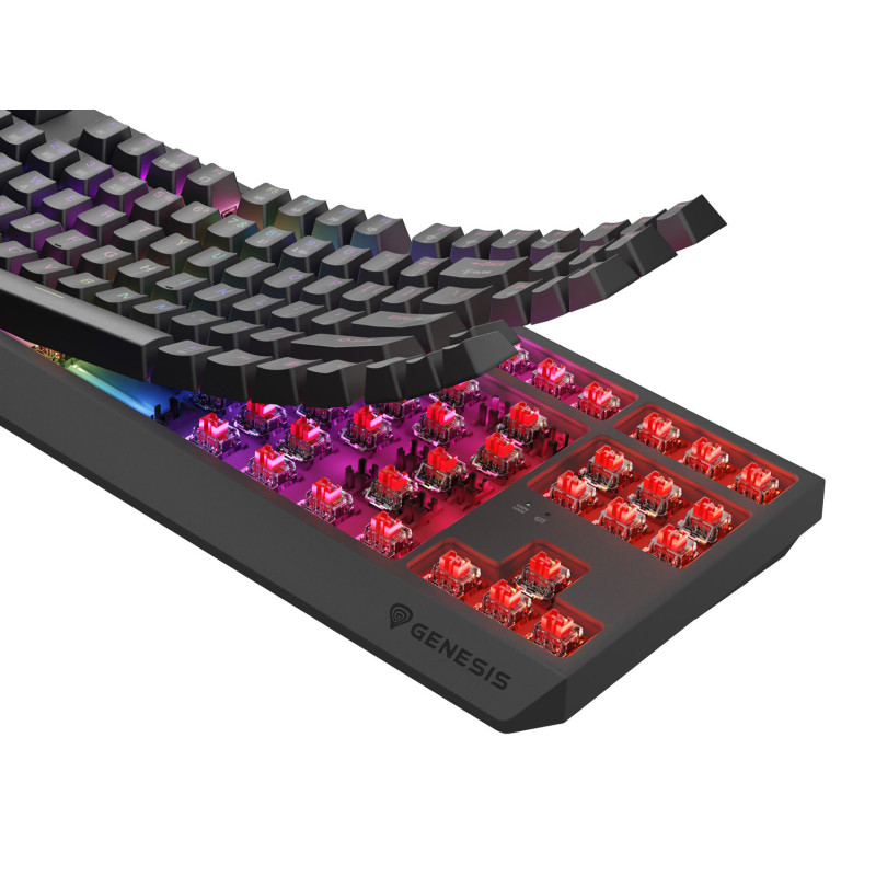 GENESIS herná klávesnica THOR 230/TKL/RGB/Outemu Red/Bezdrôtová USB + Bluetooth/US layout/Čierna