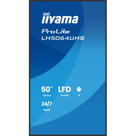 50" iiyama LH5064UHS-B1AG:VA,4K UHD,Android, 24/7