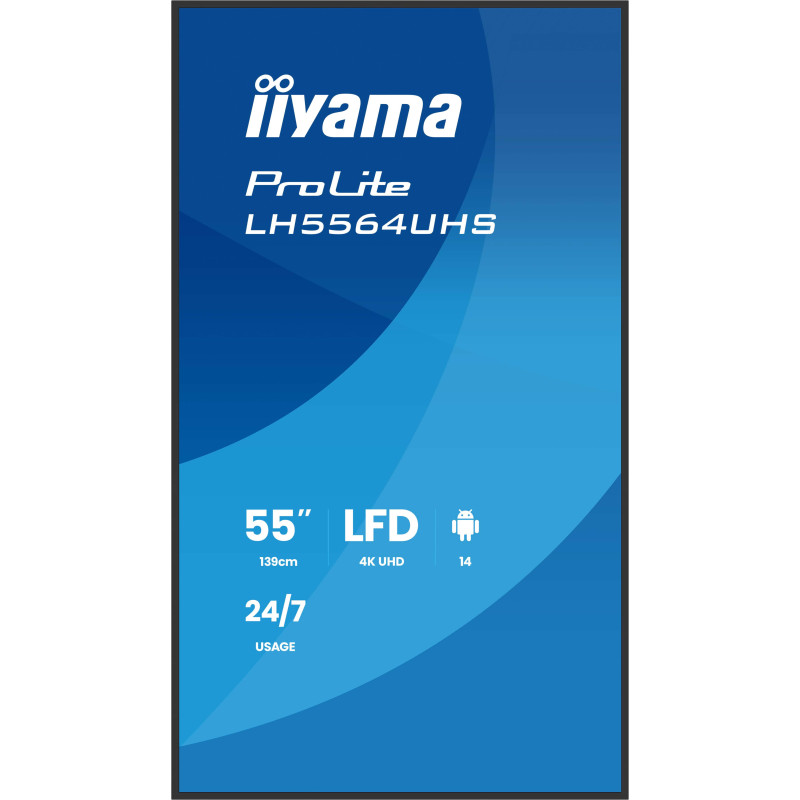 55" iiyama LH5564UHS-B1AG: VA, 4K UHD, Android, 24/7