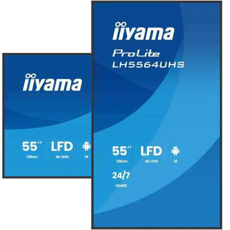 55" iiyama LH5564UHS-B1AG: VA, 4K UHD, Android, 24/7