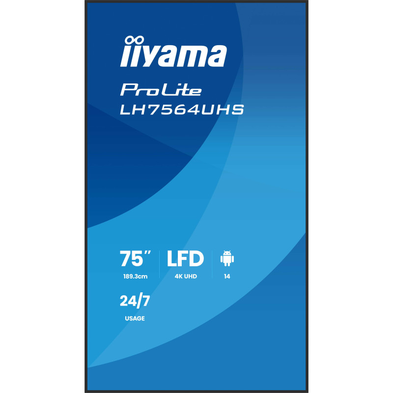75" iiyama LH7564UHS-B1AG:VA, 4K UHD,Android,24/7