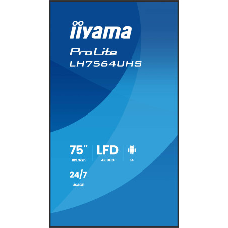 75" iiyama LH7564UHS-B1AG:VA, 4K UHD,Android,24/7