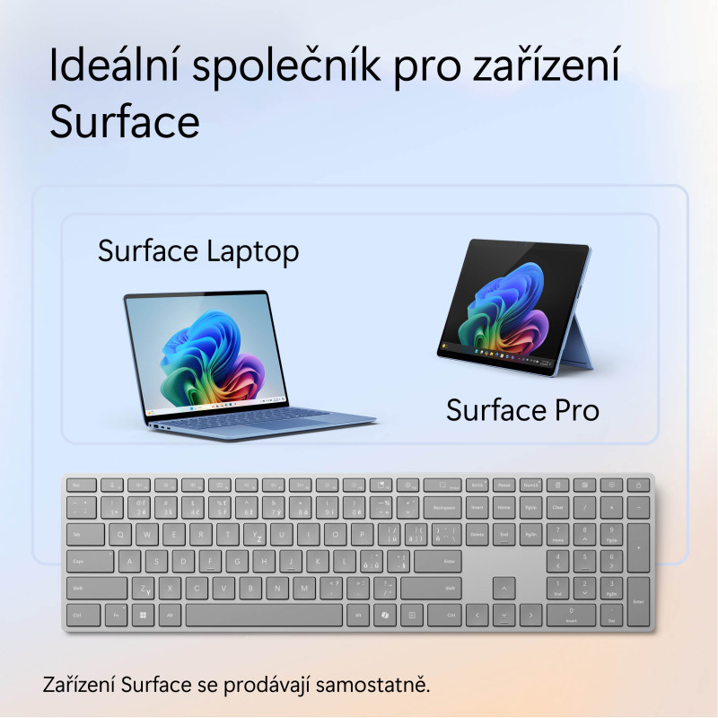 Microsoft Surface Keyboard (2. edícia)/Bezdrôtová Bluetooth/ CZ- SK layout/Šedá
